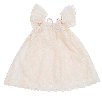 MyKids-USA® Baby Kids Girls Fly Sleeves Lace Embroidery Design Princess Floral Tulle Dress