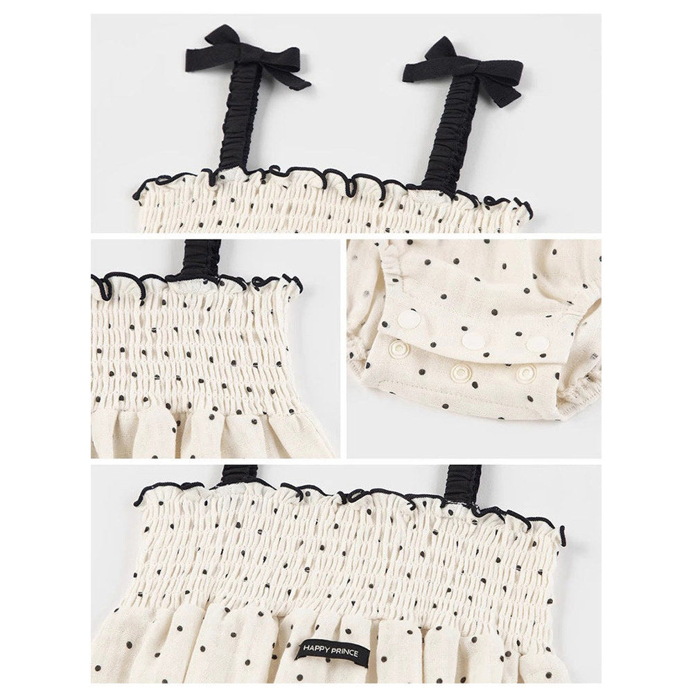 MyKids-USA® Baby Girls Cute Dots Pattern Sleeveless Pleated Strap bodysuit