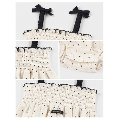 MyKids-USA® Baby Girls Cute Dots Pattern Sleeveless Pleated Strap bodysuit