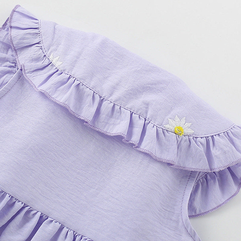MyKids-USA® Cute Flowers Pattern Sleeveless Dress with Collar for Stylish Girls