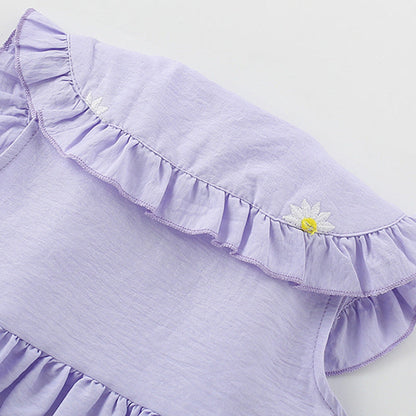 MyKids-USA® Cute Flowers Pattern Sleeveless Dress with Collar for Stylish Girls