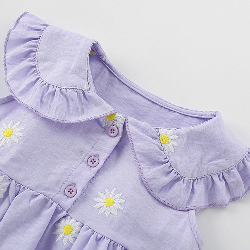 MyKids-USA® Cute Flowers Pattern Sleeveless Dress with Collar for Stylish Girls