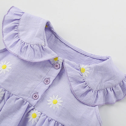 MyKids-USA® Cute Flowers Pattern Sleeveless Dress with Collar for Stylish Girls