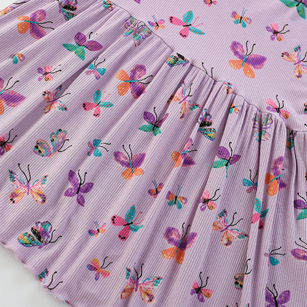 MyKids-USA® Butterfly Pattern Short Sleeves Dress for Stylish Girls