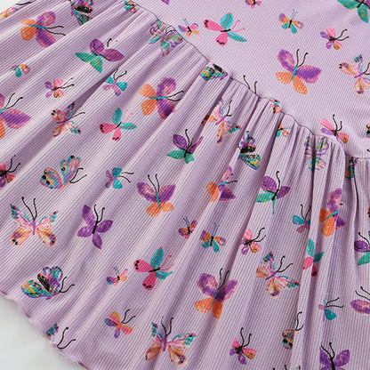MyKids-USA® Butterfly Pattern Short Sleeves Dress for Stylish Girls