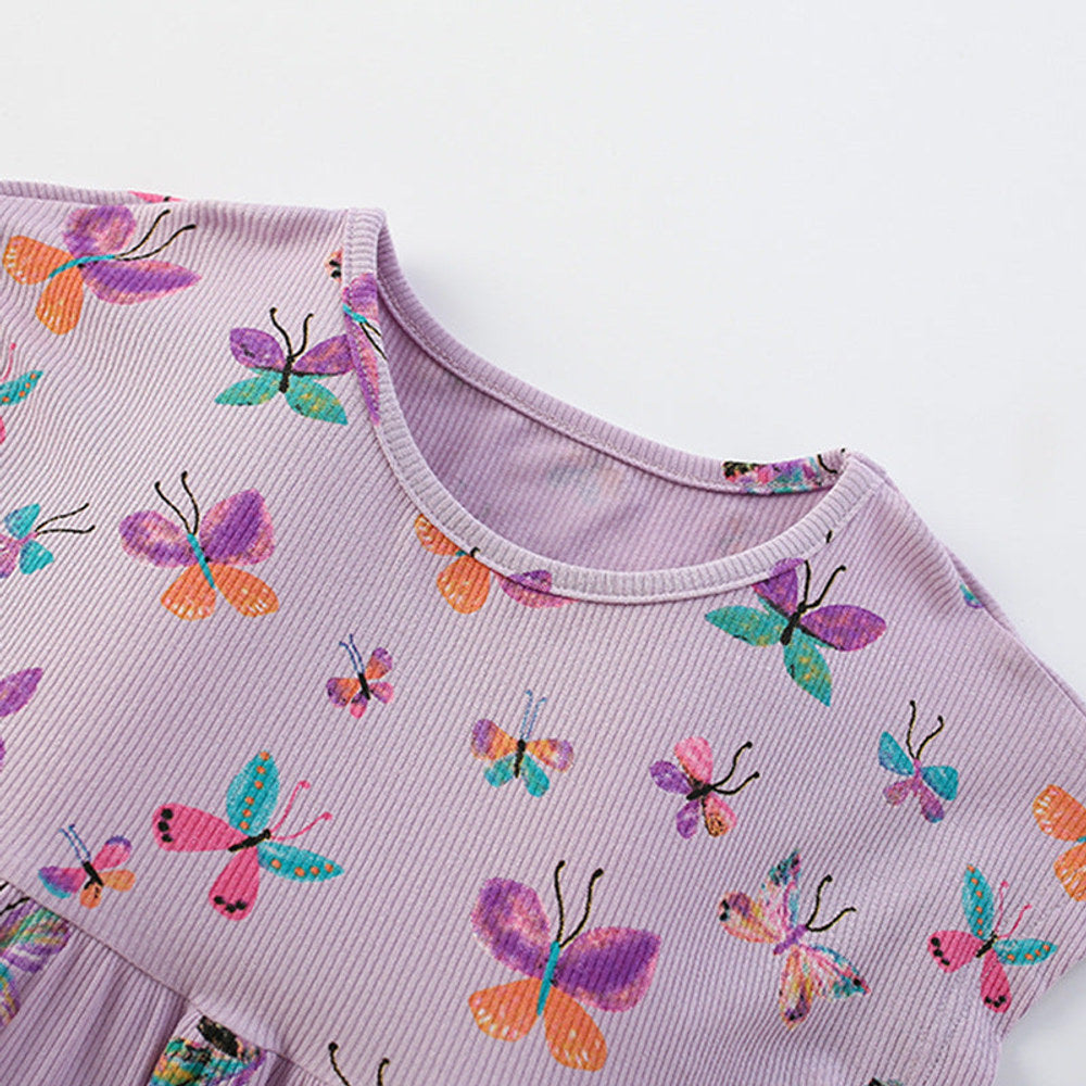 MyKids-USA® Butterfly Pattern Short Sleeves Dress for Stylish Girls
