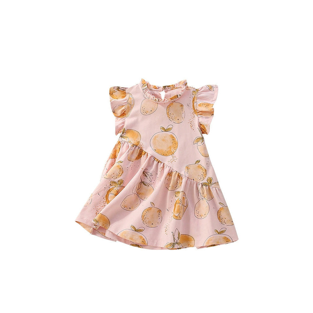 MyKids-USA® Fruits Pattern Fly Sleeves Dress for Stylish Girls