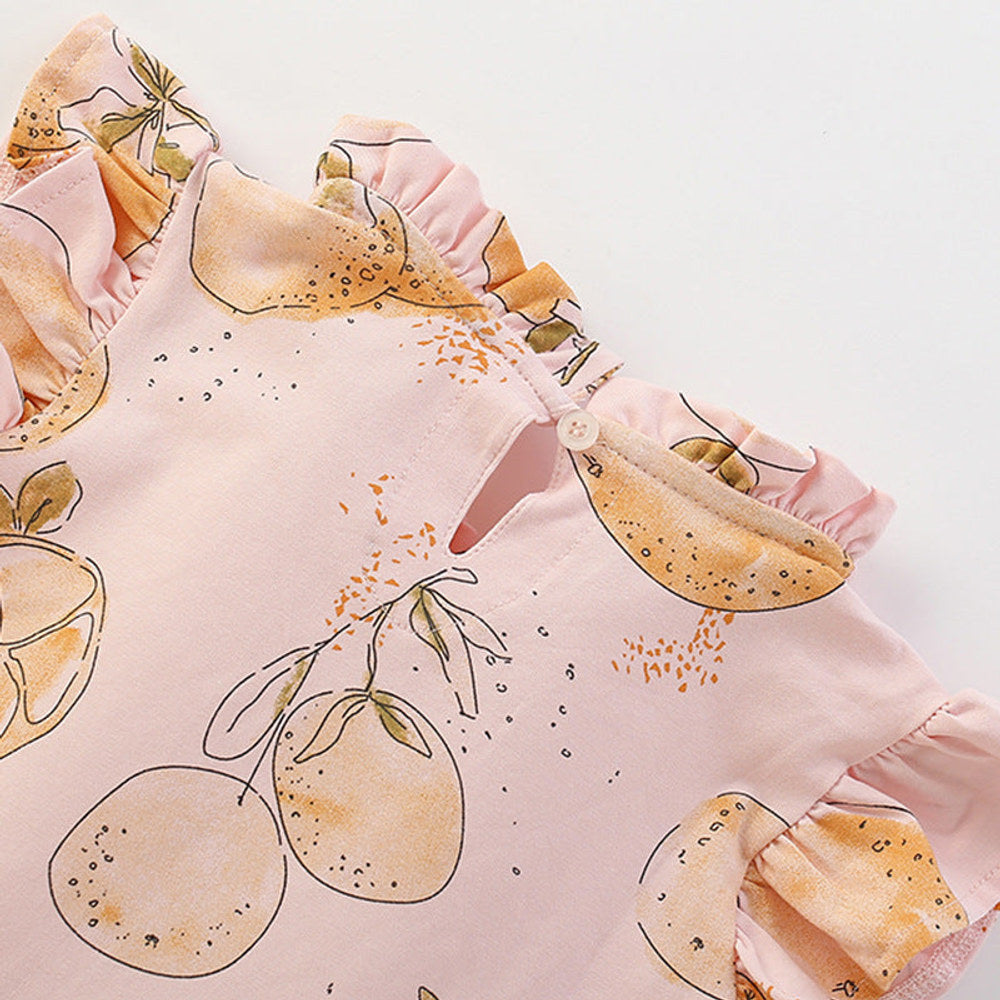 MyKids-USA® Fruits Pattern Fly Sleeves Dress for Stylish Girls