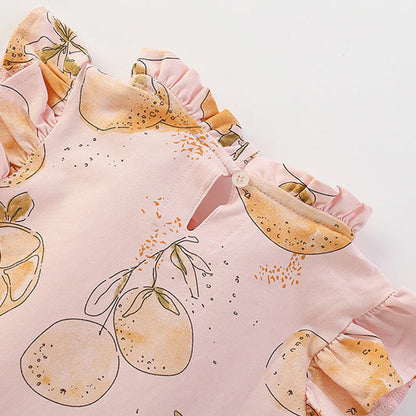 MyKids-USA® Fruits Pattern Fly Sleeves Dress for Stylish Girls