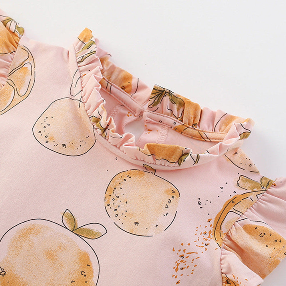 MyKids-USA® Fruits Pattern Fly Sleeves Dress for Stylish Girls