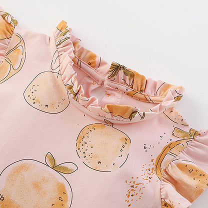 MyKids-USA® Fruits Pattern Fly Sleeves Dress for Stylish Girls