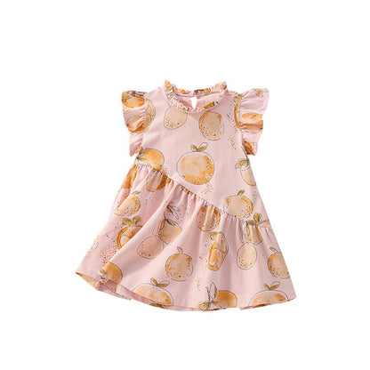 MyKids-USA® Fruits Pattern Fly Sleeves Dress for Stylish Girls