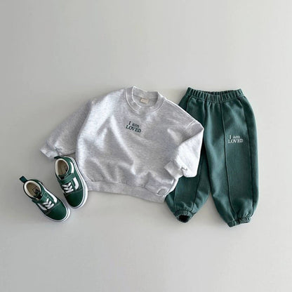 MyKids-USA® Baby Kids Unisex Casual Letters Pattern Long Sleeves Top Pullover and Pants Clothing Set