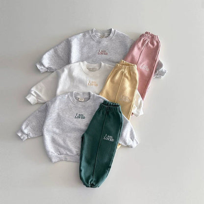 MyKids-USA® Baby Kids Unisex Casual Letters Pattern Long Sleeves Top Pullover and Pants Clothing Set