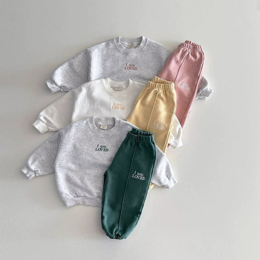 MyKids-USA® Baby Kids Unisex Casual Letters Pattern Long Sleeves Top Pullover and Pants Clothing Set