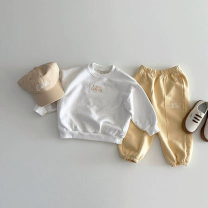 MyKids-USA® Baby Kids Unisex Casual Letters Pattern Long Sleeves Top Pullover and Pants Clothing Set