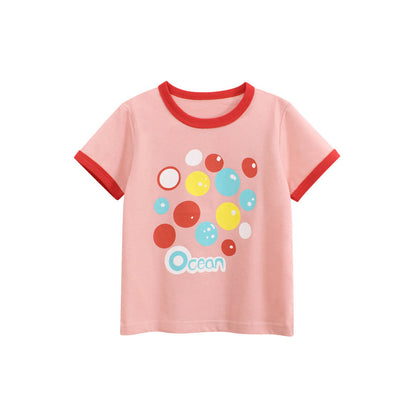 MyKids-USA® Girls’ Colorful Bubbles Pattern T-shirt in European and American Style