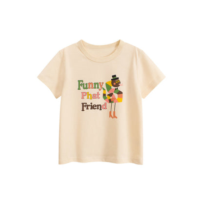 MyKids-USA® Girls’ Colorful Cartoon and Letters Pattern T-shirt in European and American Style