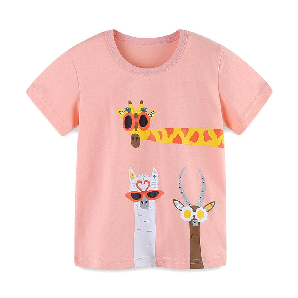 MyKids-USA® Girls’ Cartoon Animals Pattern T-shirt in European and American Style