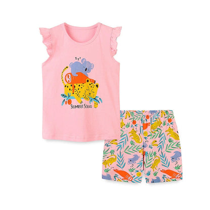 MyKids-USA® Baby Kids Cartoon Animals Pattern Vest and Shorts Clothing Set for Girls