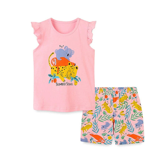 MyKids-USA® Baby Kids Cartoon Animals Pattern Vest and Shorts Clothing Set for Girls