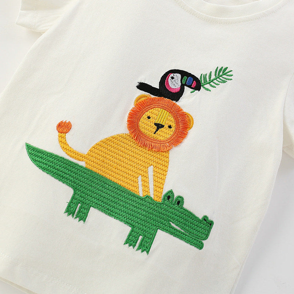 MyKids-USA® Baby Kids Casual Animals Cartoon Pattern T-shirt and Shorts Clothing Set for Boys