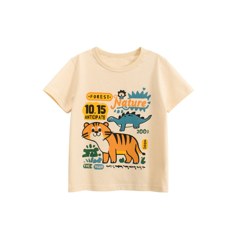 MyKids-USA® Boys’ Animals Dinosaur and Tiger Cartoon Pattern T-shirt in European and American Style