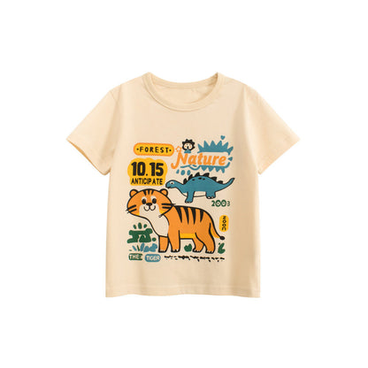 MyKids-USA® Boys’ Animals Dinosaur and Tiger Cartoon Pattern T-shirt in European and American Style