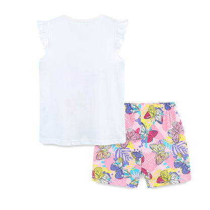 MyKids-USA® Baby Kids Cute Butterfly Pattern Vest and Shorts Clothing Set for Girls