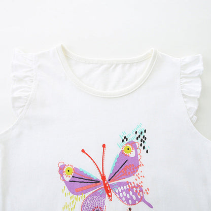 MyKids-USA® Baby Kids Cute Butterfly Pattern Vest and Shorts Clothing Set for Girls