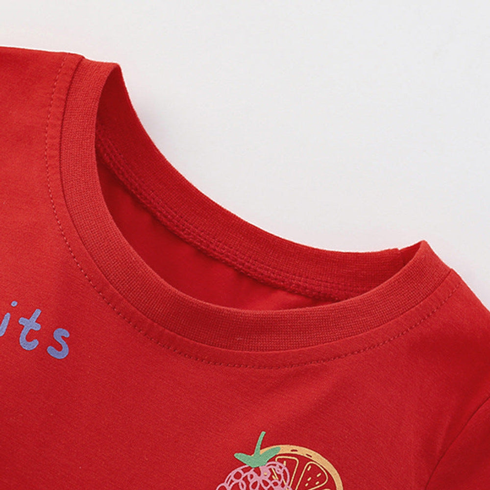 MyKids-USA® Fruits Cartoon Pattern Short Sleeves Dress for Stylish Girls