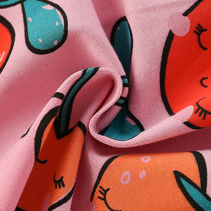 MyKids-USA® Fruits Strawberry Cartoon Pattern Short Sleeves Dress for Stylish Girls