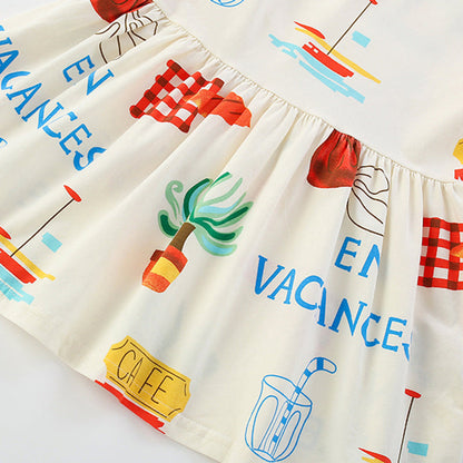 MyKids-USA® Cartoon and Letters Pattern Sleeveless Dress for Stylish Girls