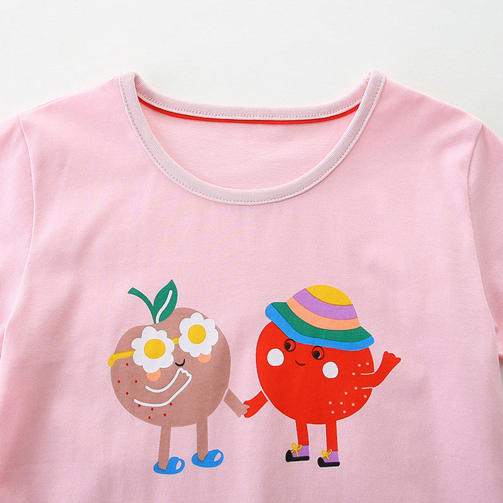 MyKids-USA® Girls’ Cartoon Fruits Pattern T-shirt in European and American Style
