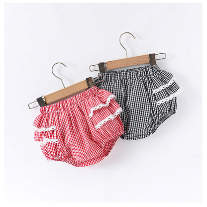 MyKids-USA® Baby Girls Fly Sleeves Floral Pattern Top and Plaid Bloomers Clothing Sets