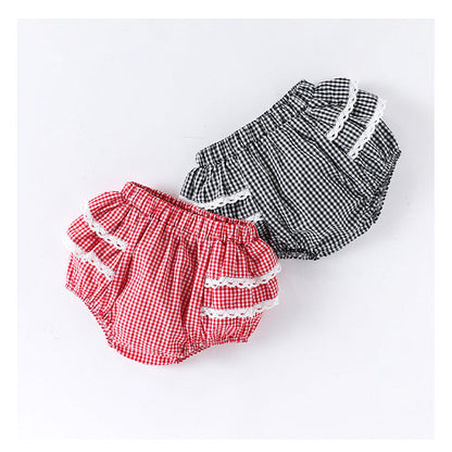 MyKids-USA® Baby Girls Fly Sleeves Floral Pattern Top and Plaid Bloomers Clothing Sets