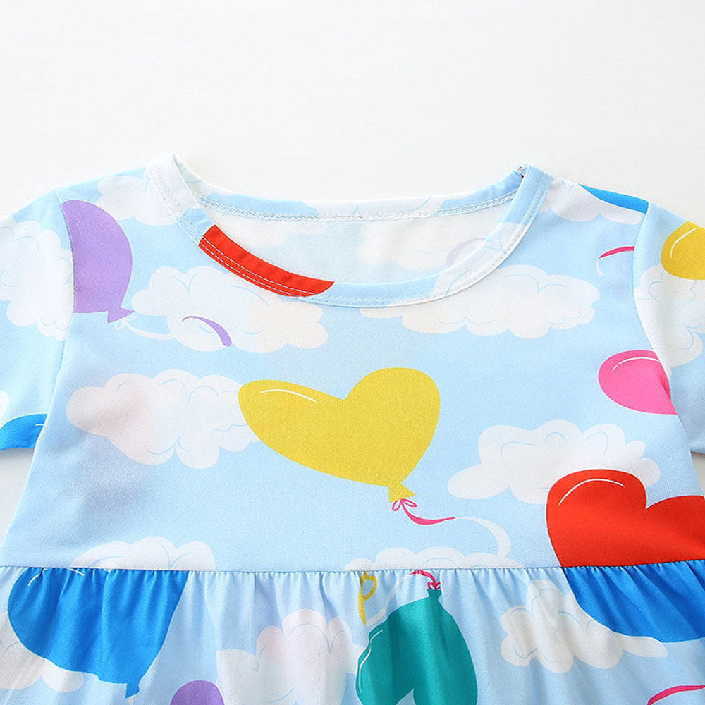MyKids-USA® Colorful Hearts Pattern Short Sleeves Dress for Stylish Girls