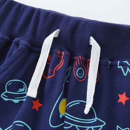 MyKids-USA® Kids Boys Cotton Casual Style Cartoon Rocket Pattern Shorts