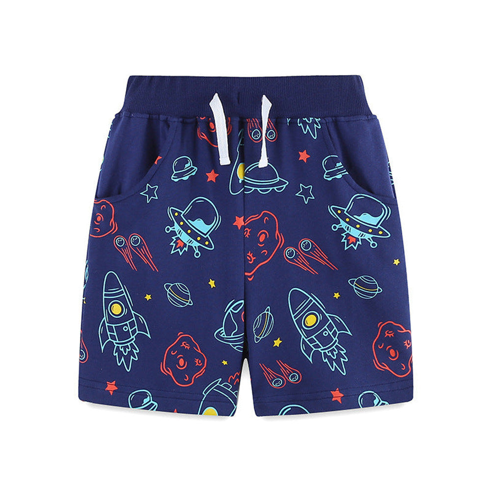 MyKids-USA® Kids Boys Cotton Casual Style Cartoon Rocket Pattern Shorts