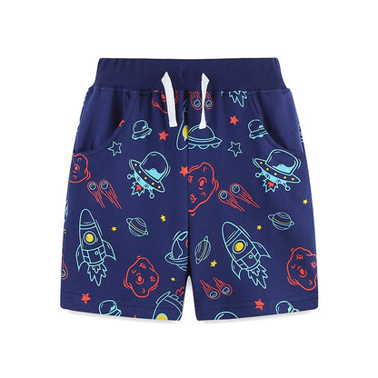 MyKids-USA® Kids Boys Cotton Casual Style Cartoon Rocket Pattern Shorts