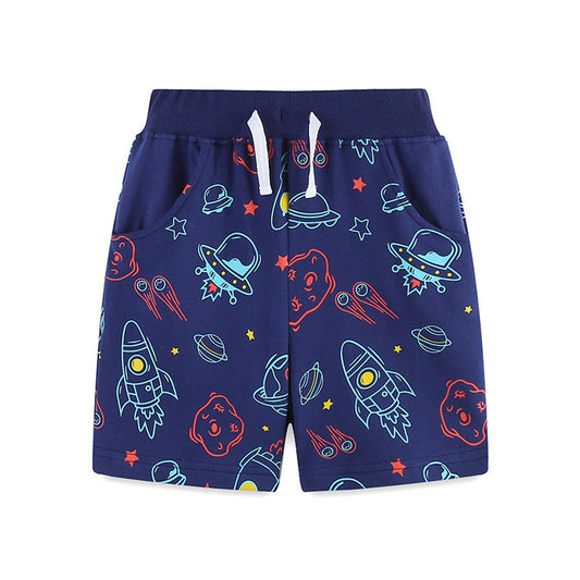 MyKids-USA® Kids Boys Cotton Casual Style Cartoon Rocket Pattern Shorts