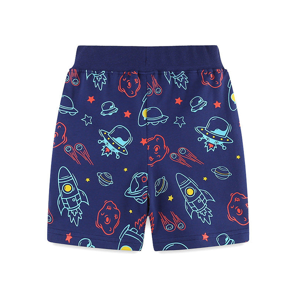 MyKids-USA® Kids Boys Cotton Casual Style Cartoon Rocket Pattern Shorts