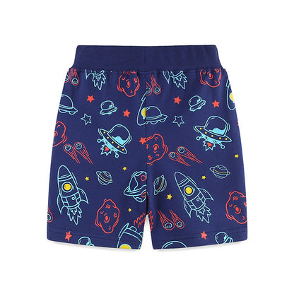 MyKids-USA® Kids Boys Cotton Casual Style Cartoon Rocket Pattern Shorts