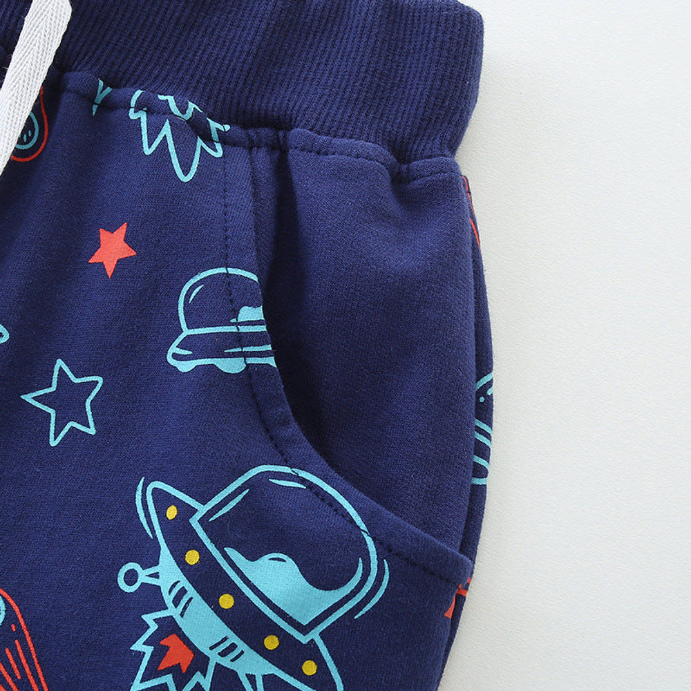 MyKids-USA® Kids Boys Cotton Casual Style Cartoon Rocket Pattern Shorts