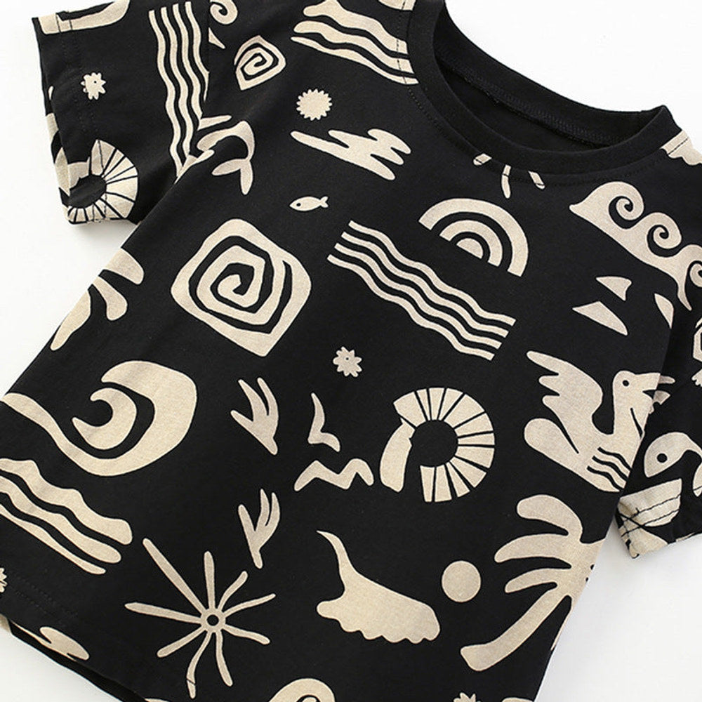 MyKids-USA® Baby Kids Casual Geometric Pattern T-shirt and Shorts Clothing Set for Boys