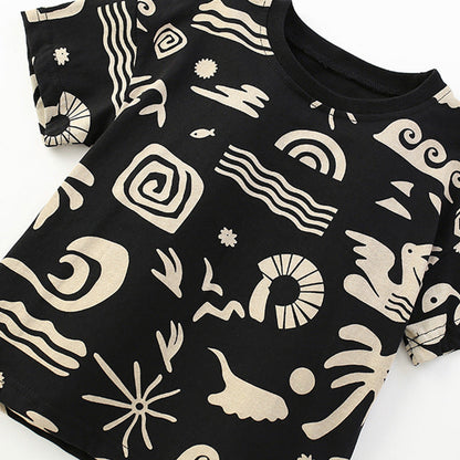 MyKids-USA® Baby Kids Casual Geometric Pattern T-shirt and Shorts Clothing Set for Boys
