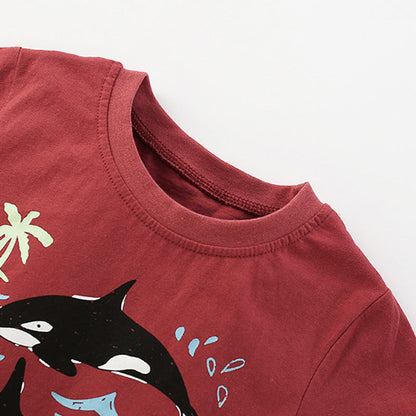 MyKids-USA® Summer Baby Kids Casual Marine Animals Pattern T-shirt and Shorts Clothing Set for Boys
