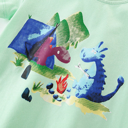 MyKids-USA® Boys’ Monsters Cartoon Pattern T-shirt in European and American Style