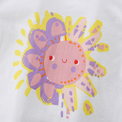 MyKids-USA® Baby Kids Cartoon Sunshine Pattern T-shirt and Striped Shorts Clothing Set for Girls