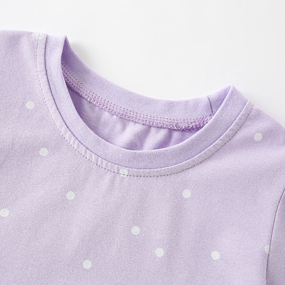 MyKids-USA® Cartoon Teddy Bear and Dots Pattern Short Sleeves Dress for Stylish Girls